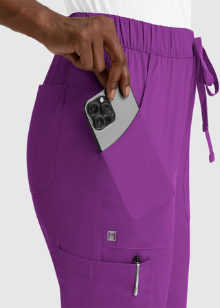 Maevn Matrix Women's Drawstring Elastic Waistband Cargo Scrub Petite Pants