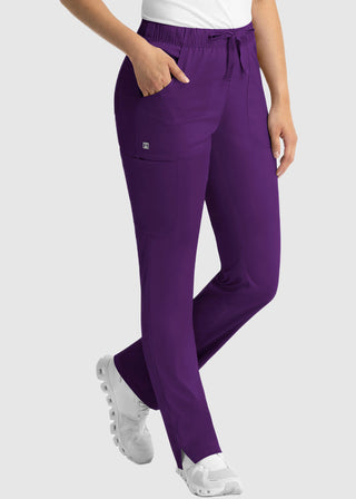 Maevn Matrix Women's Drawstring Elastic Waistband Cargo Scrub Petite Pants