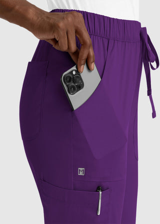 Maevn Matrix Women's Drawstring Elastic Waistband Cargo Scrub Petite Pants