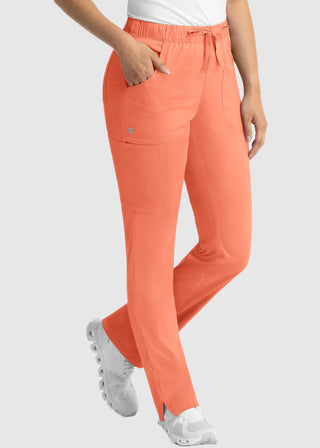 Maevn Matrix Women's Drawstring Elastic Waistband Cargo Scrub Petite Pants