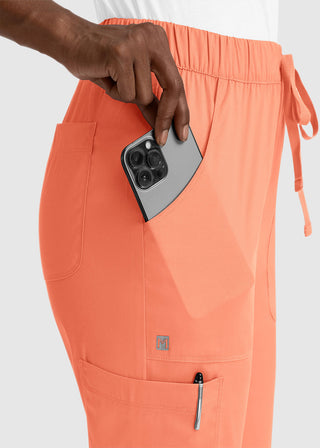 Maevn Matrix Women's Drawstring Elastic Waistband Cargo Scrub Petite Pants