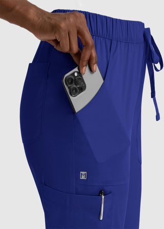 Maevn Matrix Women's Drawstring Elastic Waistband Cargo Scrub Petite Pants