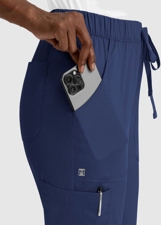 Maevn Matrix Women's Drawstring Elastic Waistband Cargo Scrub Tall Pants