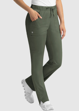 Maevn Matrix Women's Drawstring Elastic Waistband Cargo Scrub Petite Pants