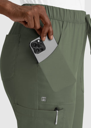 Maevn Matrix Women's Drawstring Elastic Waistband Cargo Scrub Pants