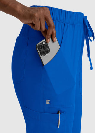 Maevn Matrix Women's Drawstring Elastic Waistband Cargo Scrub Petite Pants