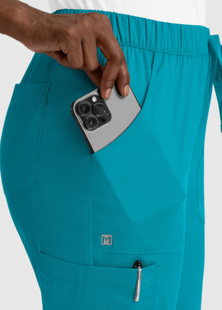 Maevn Matrix Women's Drawstring Elastic Waistband Cargo Scrub Pants