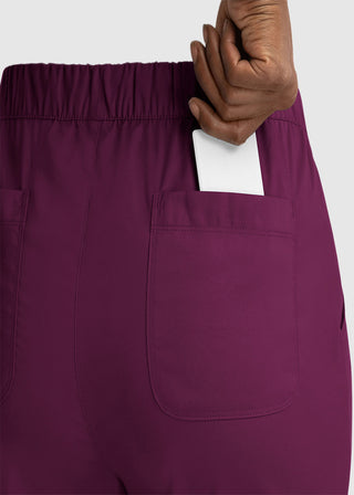 Maevn Matrix Women's Drawstring Elastic Waistband Cargo Scrub Petite Pants