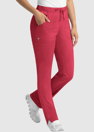 Maevn Matrix Women's Drawstring Elastic Waistband Cargo Scrub Petite Pants