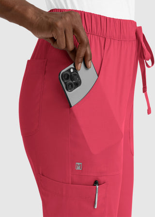 Maevn Matrix Women's Drawstring Elastic Waistband Cargo Scrub Petite Pants