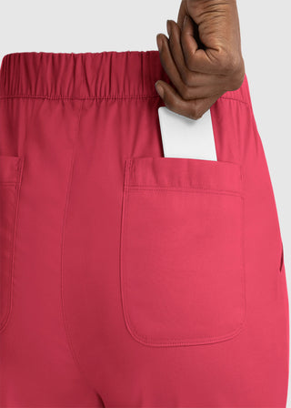 Maevn Matrix Women's Drawstring Elastic Waistband Cargo Scrub Petite Pants