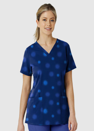 Wink Scrubs Wink Women's Fitted V-Neck Print Scrub Top in Graffiti Blots
