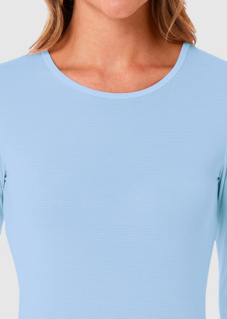 Maevn Women's Long Sleeve Antimicrobial Under Scrub Striped Tee