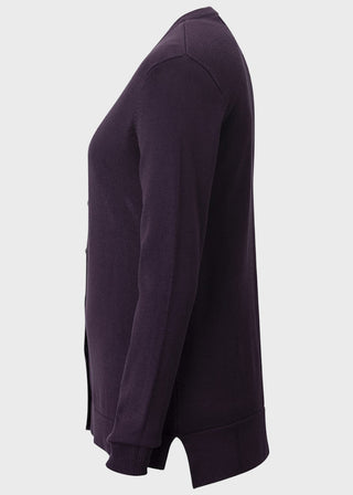 Edwards Women's Navy Crew Neck Cardigan With Drop Tail