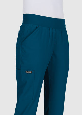 Koi Basics Women's Laurie Flare Leg Knit Waist Yoga Scrub Petite Pant