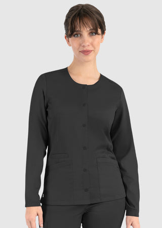 Maevn Matrix Women's Round Neck Snap Front Jacket