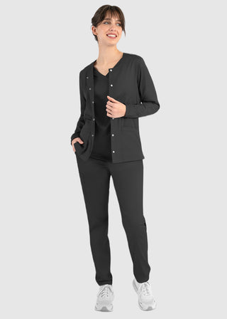 Maevn Matrix Women's Round Neck Snap Front Jacket