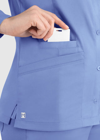 Maevn Matrix Women's Round Neck Snap Front Jacket