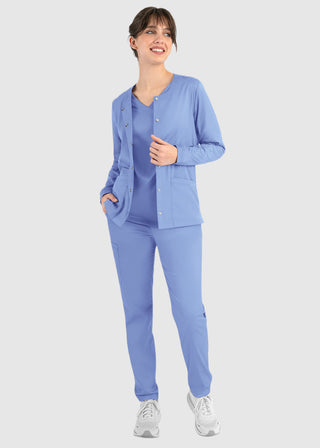 Maevn Matrix Women's Round Neck Snap Front Jacket