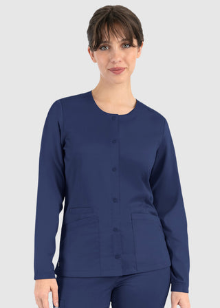 Maevn Matrix Women's Round Neck Snap Front Jacket