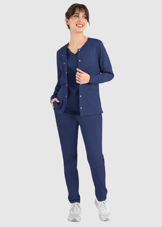 Maevn Matrix Women's Round Neck Snap Front Jacket