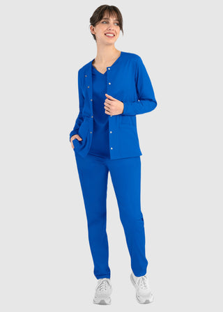 Maevn Matrix Women's Round Neck Snap Front Jacket