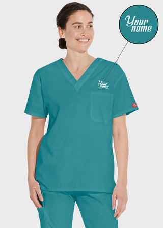 Free Embroidery Unisex V-Neck Nursing Scrub Top