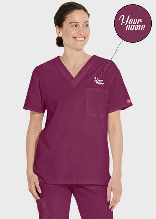 Free Embroidery Unisex V-Neck Nursing Scrub Top