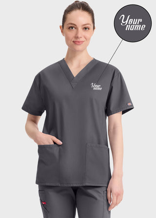Free Embroidery Women's V-Neck Classic Fit Scrub Top