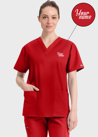 Free Embroidery Women's V-Neck Classic Fit Scrub Top