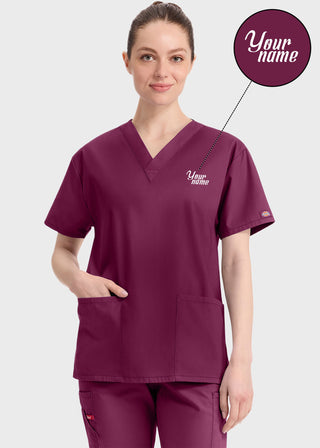 Free Embroidery Women's V-Neck Classic Fit Scrub Top
