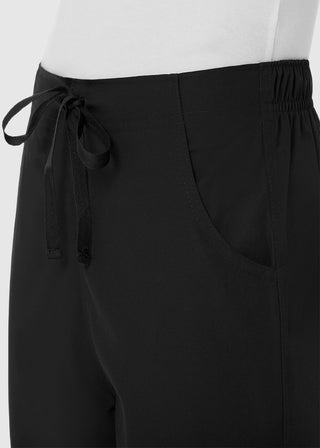 Maevn Red Panda Women's Half Elastic Waist Straight Leg Petite Pant