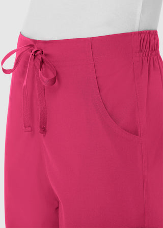 Maevn Red Panda Women's Half Elastic Waist Straight Leg Petite Pant