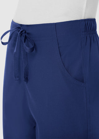 Maevn Red Panda Women's Half Elastic Waist Straight Leg Petite Pant