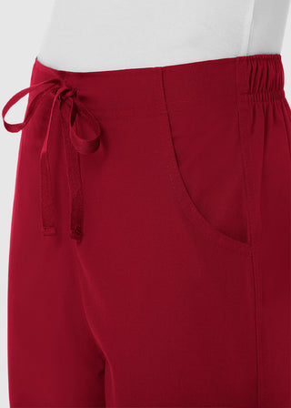 Maevn Red Panda Women's Half Elastic Waist Straight Leg Petite Pant