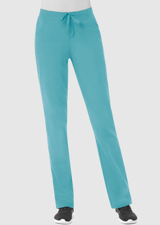 Maevn Red Panda Women's Half Elastic Waist Straight Leg Petite Pant