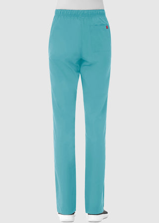 Maevn Red Panda Women's Half Elastic Waist Straight Leg Petite Pant