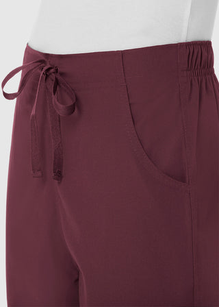 Maevn Red Panda Women's Half Elastic Waist Straight Leg Petite Pant