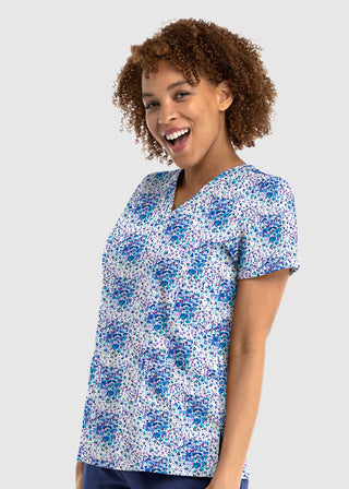 Maevn Women's Animal Bloom  Printed V-Neck Top