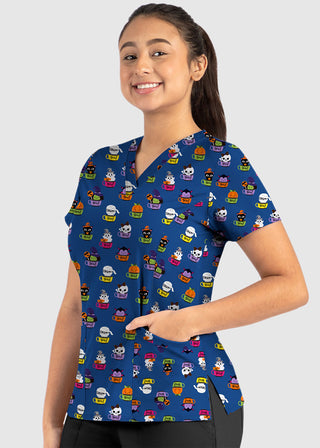 Maevn Women's Printed Boo Crew V-Neck Top