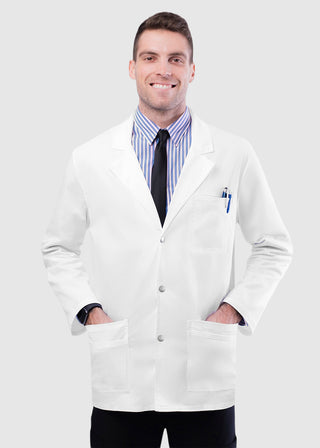 ADAR Pop-Stretch Men's 31 Inches Snap Front Lab Coat