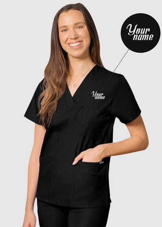 Free Embroidery Unisex V-Neck Three Pockets Nursing Scrub Top