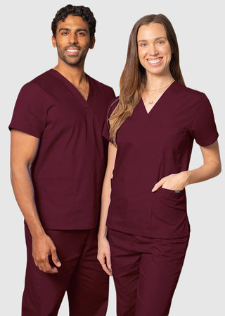 Free Embroidery Unisex V-Neck Three Pockets Nursing Scrub Top