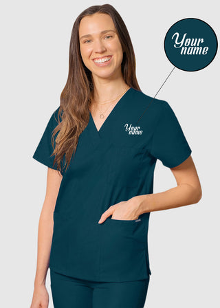 Free Embroidery Unisex V-Neck Three Pockets Nursing Scrub Top