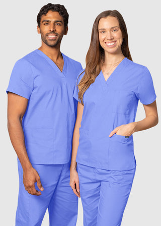 Free Embroidery Unisex V-Neck Three Pockets Nursing Scrub Top