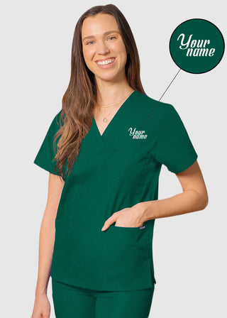 Free Embroidery Unisex V-Neck Three Pockets Nursing Scrub Top