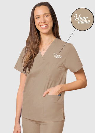 Free Embroidery Unisex V-Neck Three Pockets Nursing Scrub Top