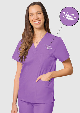 Free Embroidery Unisex V-Neck Three Pockets Nursing Scrub Top