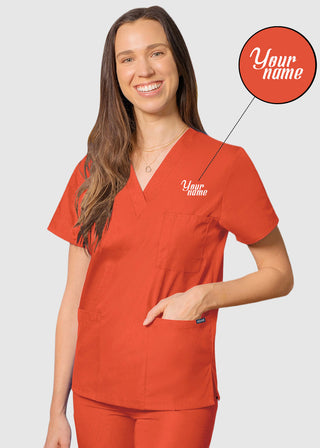 Free Embroidery Unisex V-Neck Three Pockets Nursing Scrub Top