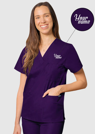 Free Embroidery Unisex V-Neck Three Pockets Nursing Scrub Top